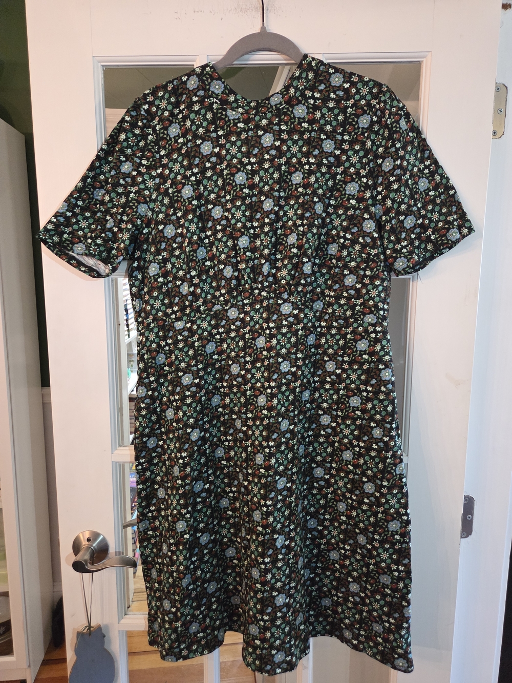 Boden Green Floral Mock-Neck Mini Dress - Size 14L - Picture 5 of 11